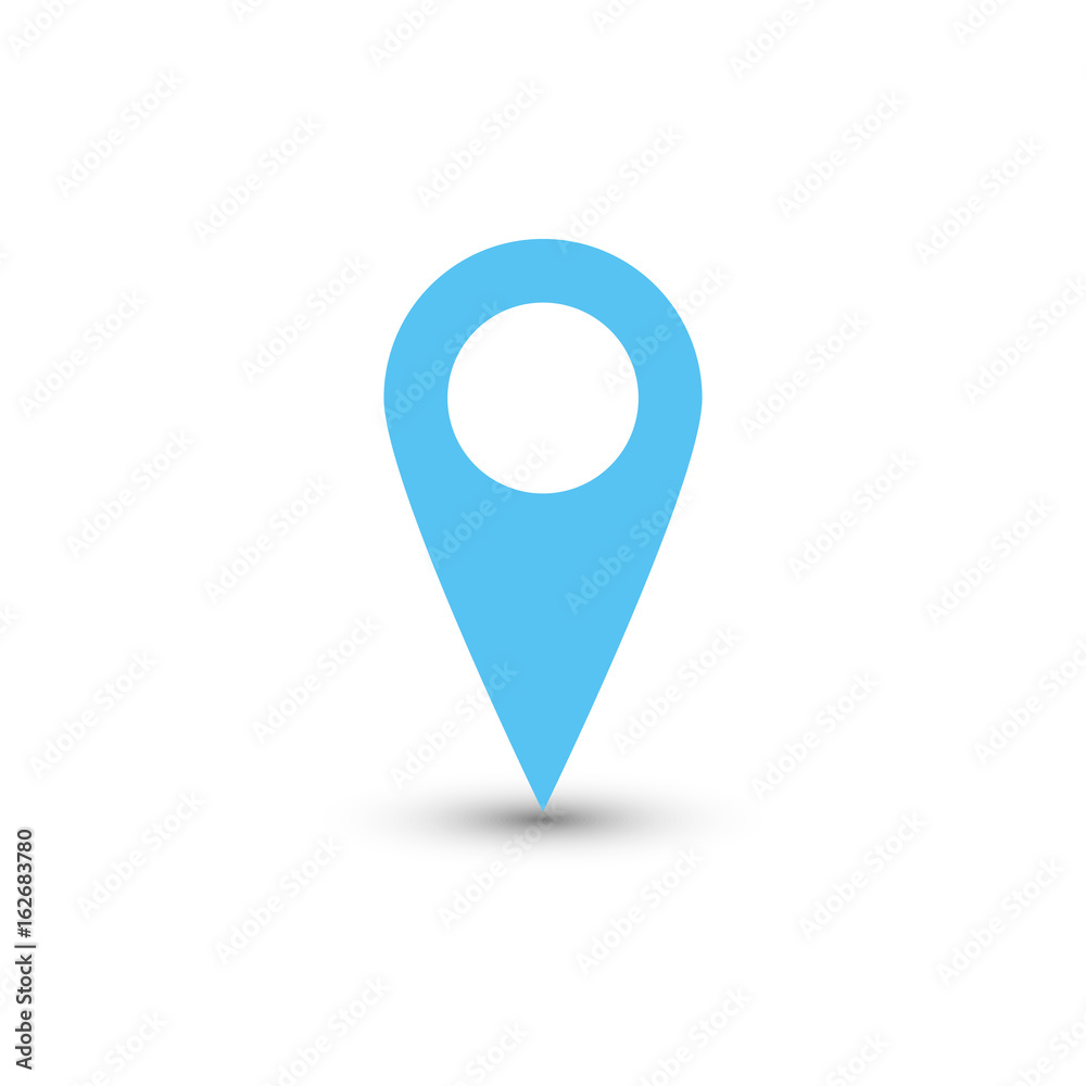 Blue map pointer with dropped shadow on white background. EPS10 vector illustration. Blue map pointer with dropped shadow on white background. EPS10 vector illustration.