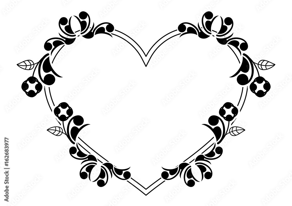 Black and white silhouette frame with decorative flowers. Vector clip art. Black and white silhouette frame with decorative flowers. Vector clip art.