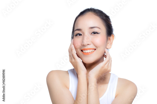 Beautiful girl with makeup, youth and skin care concept / photoset of attractive asia girl on white background