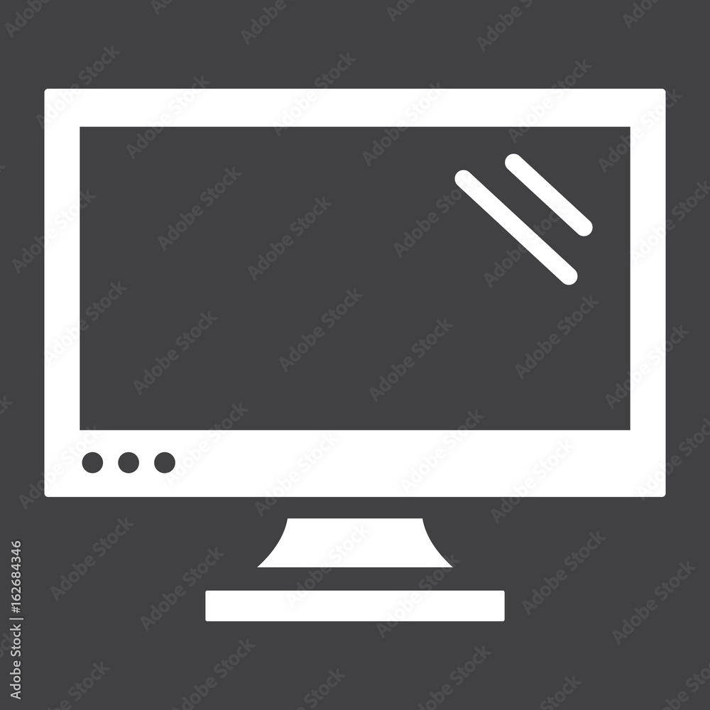 Computer monitor solid icon, screen and device, vector graphics, a glyph pattern on a black background, eps 10. Computer monitor solid icon, screen and device, vector graphics, a glyph pattern on a black background, eps 10.