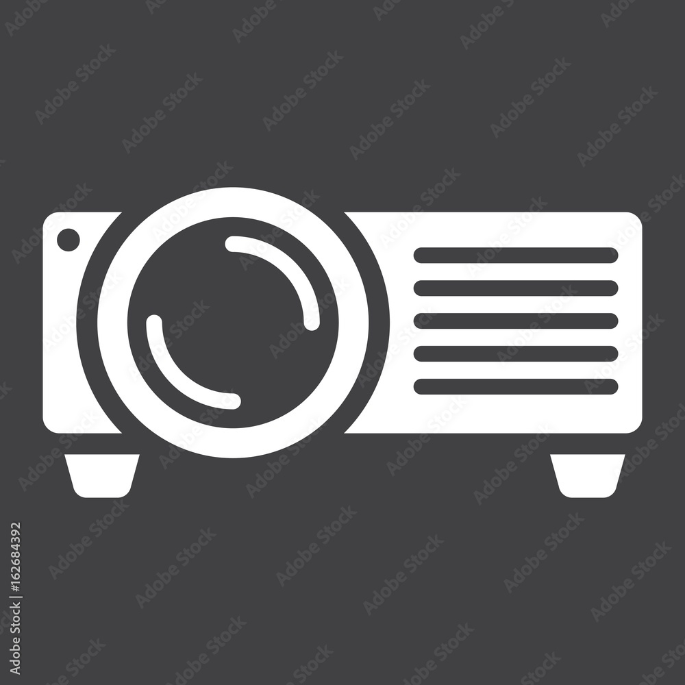 Projector solid icon, presentation and meeting, vector graphics, a glyph pattern on a black background, eps 10. Projector solid icon, presentation and meeting, vector graphics, a glyph pattern on a black background, eps 10.