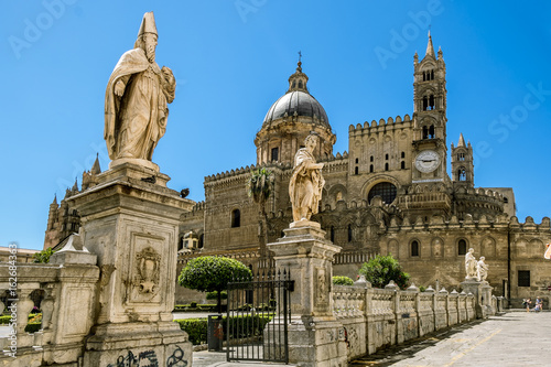View of the historic centre and Cathedral in Palermo. Sicily