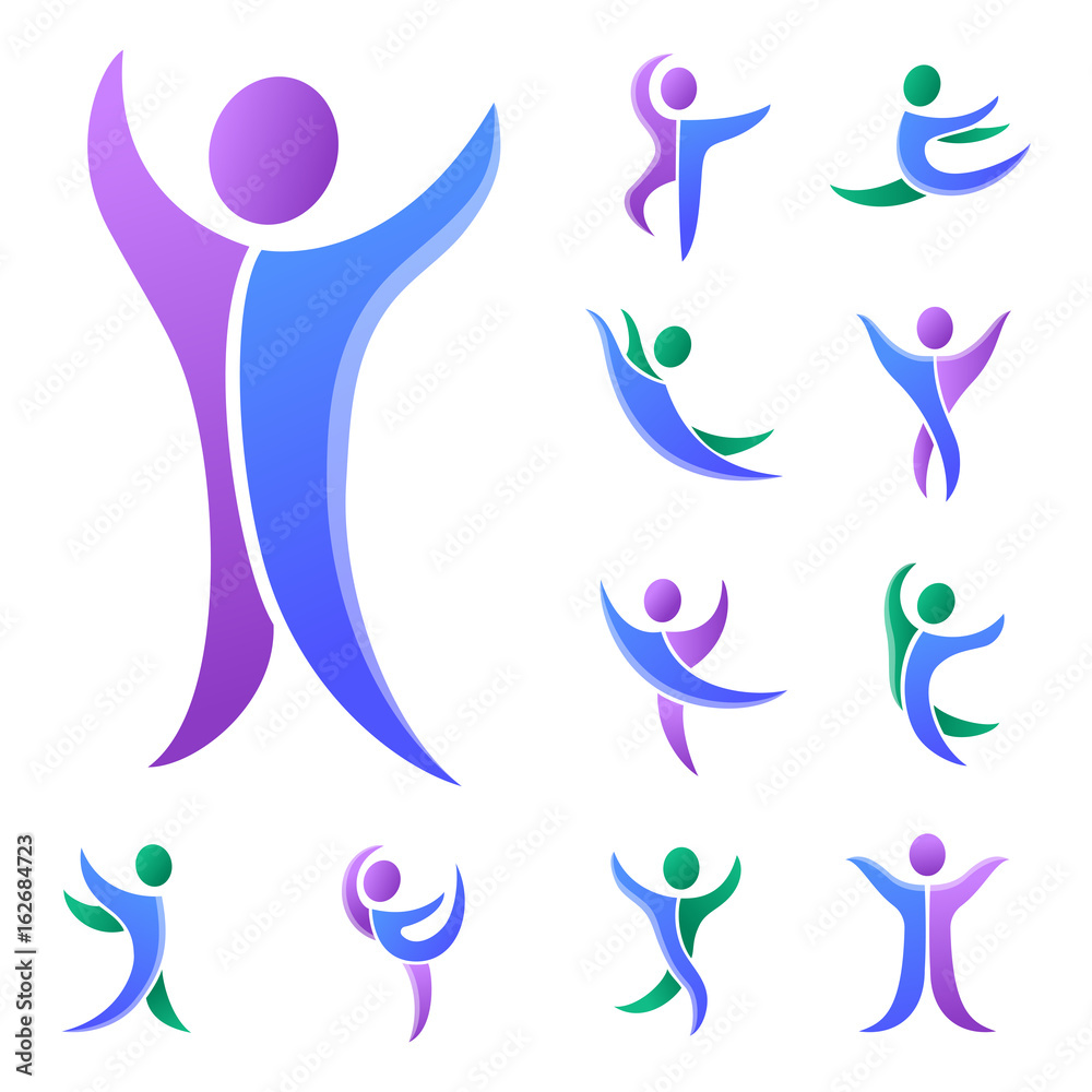 Silhouette abstract people performance character logo human figure pose vector illustration. Silhouette abstract people performance character logo human figure pose vector illustration.