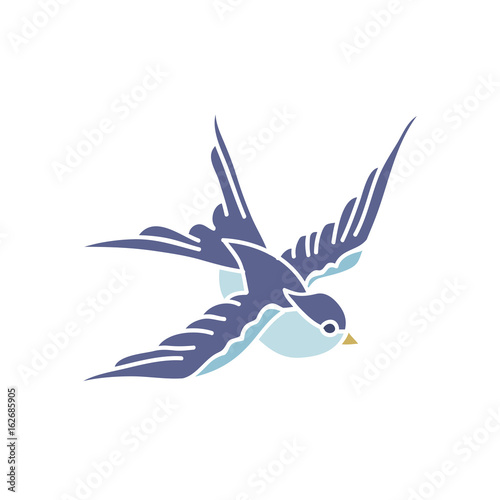 doodle icon. swallow. traditional tattoo flash. vector illustration