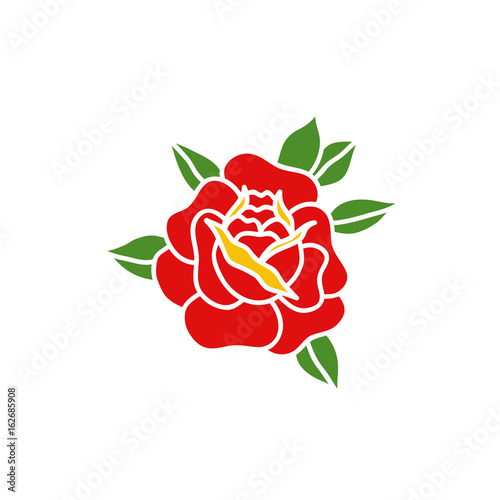 doodle icon. rose flower. traditional tattoo flash. vector illustration