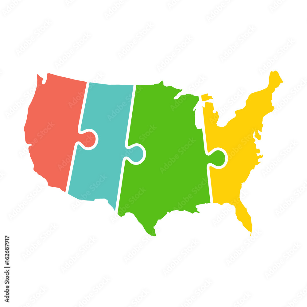 United States Map Time Zones Puzzle Stock Vector | Adobe Stock