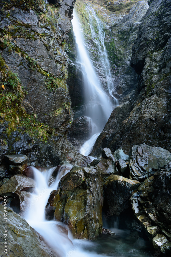 View of a waterfall at Aoraki Mt Cook National Park