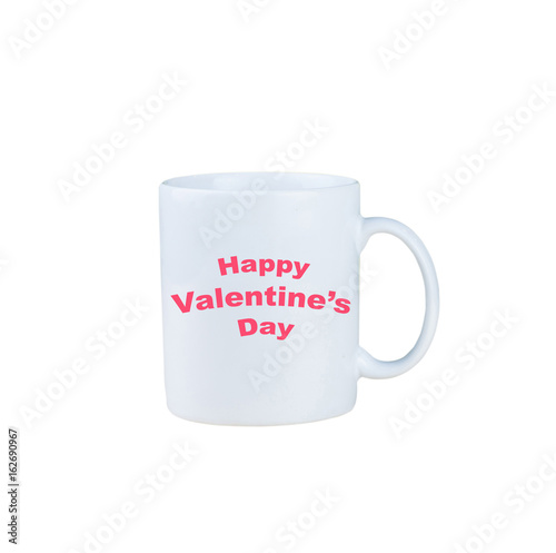 Happy valentine's day mug isolated on white background with clipping path