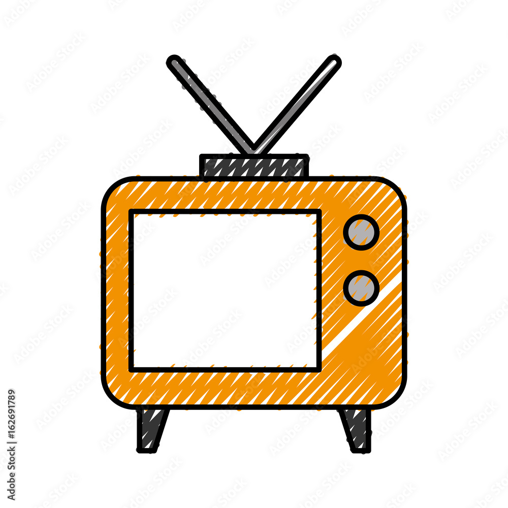 Big old television icon vector illustration design doodle 