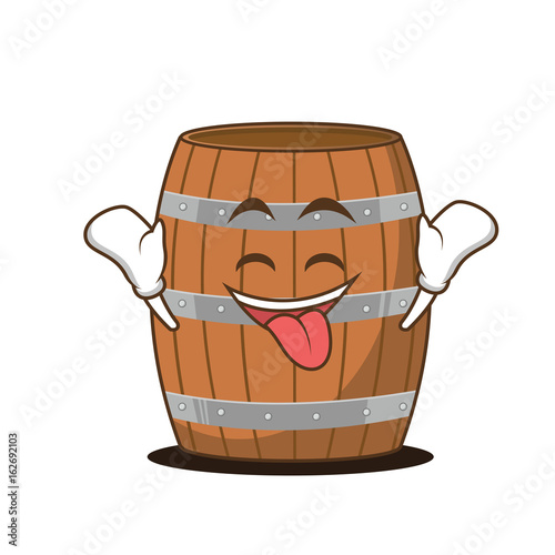 Ecstatic face barrel character cartoon style