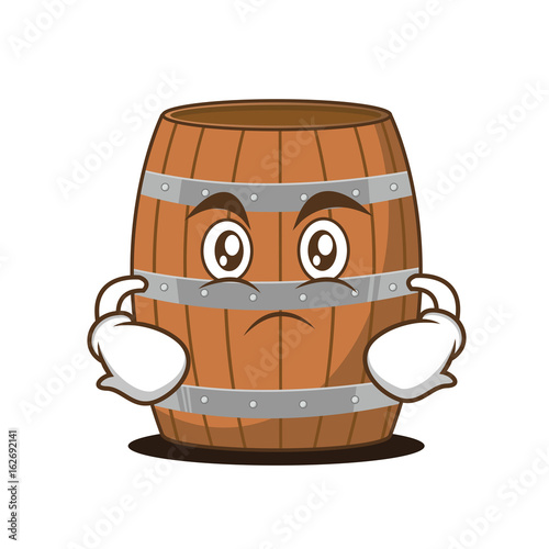 Serious barrel character cartoon style
