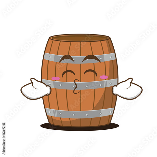 Kissing closed eyes barrel character cartoon style
