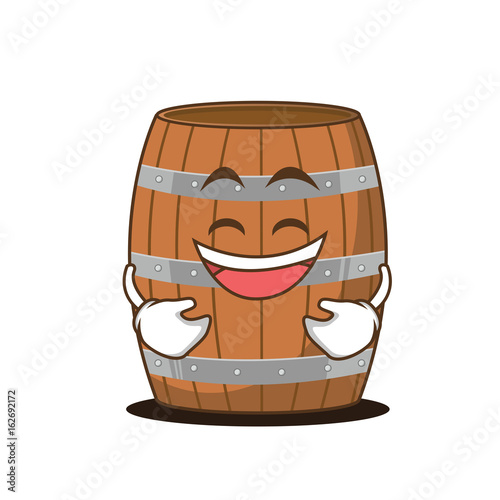 Laughing barrel character cartoon style