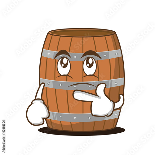 Thinking barrel character cartoon style