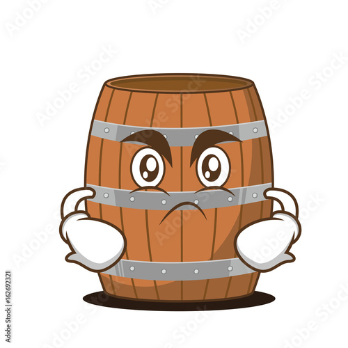 Angry barrel character cartoon style
