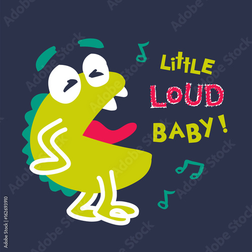 little monster scream. vector cartoon illustration