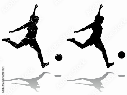 silhouette of soccer player, vector draw