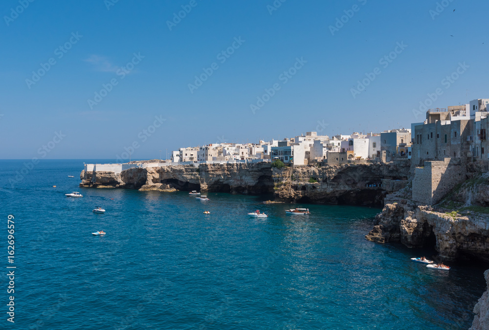 Polignano a Mare (Puglia, Italy) - The famous sea town in province of Bari, southern Italy. The village rises on rocky spur over the Adriatic Sea, and is known tourist attraction.