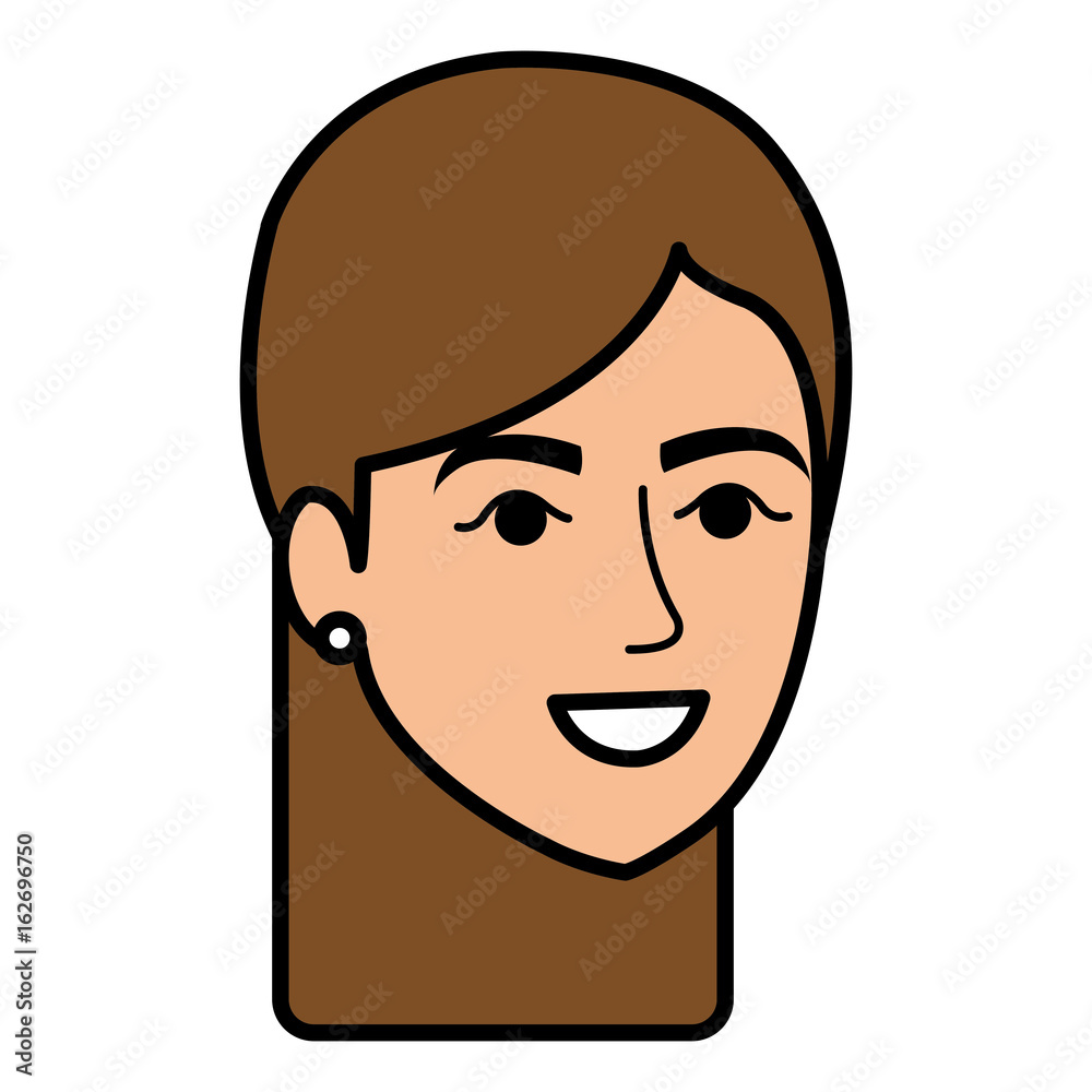 beautiful and young woman head character vector illustration design