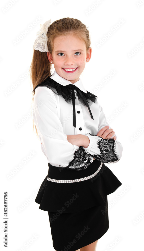 Portrait of happy smiling school girl child isolated Portrait of happy smiling school girl child isolated