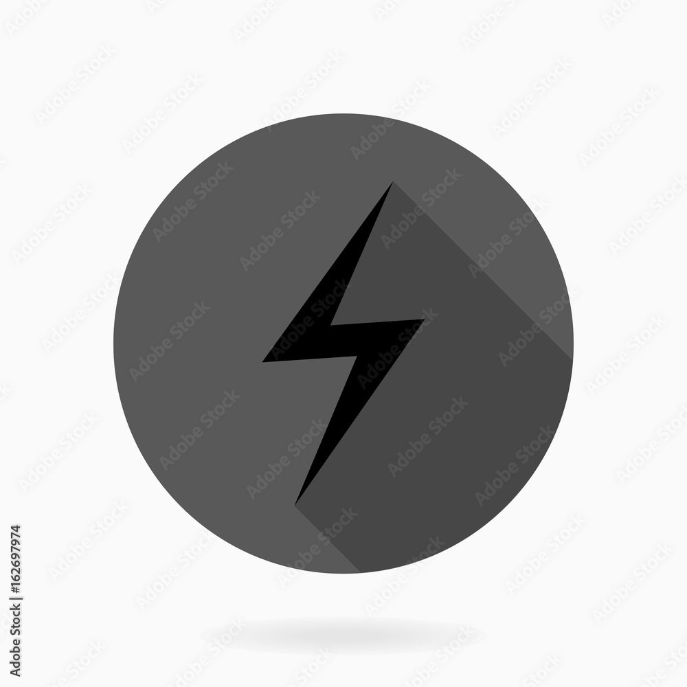 Fine exclamation flat icon in the dark circle. Flat design and long shadow Fine exclamation flat icon in the dark circle. Flat design and long shadow