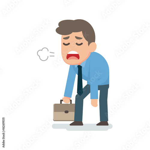 Businessman sad tired disappointed concept, vector flat illustration