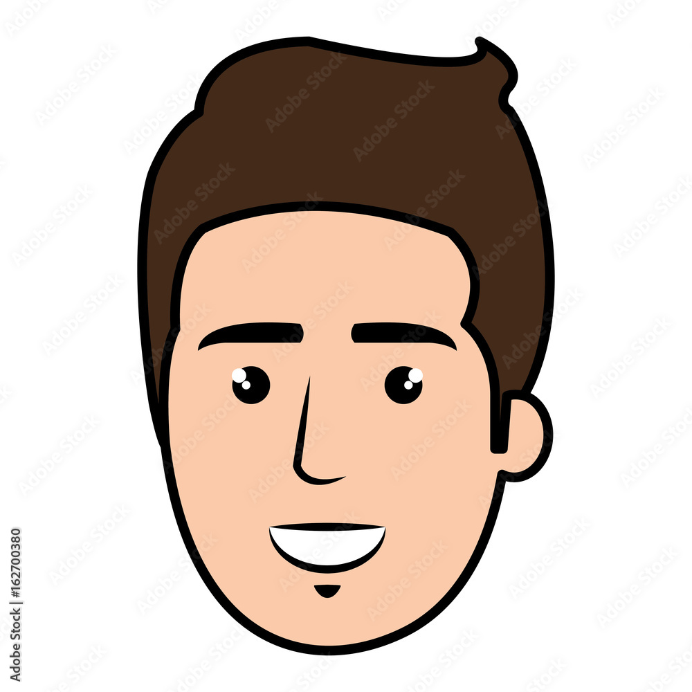 young man head avatar character vector illustration design