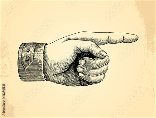 Human left handpoint,sketch style vintage