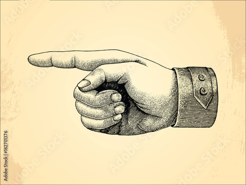 Human right handpoint,sketch style vintage