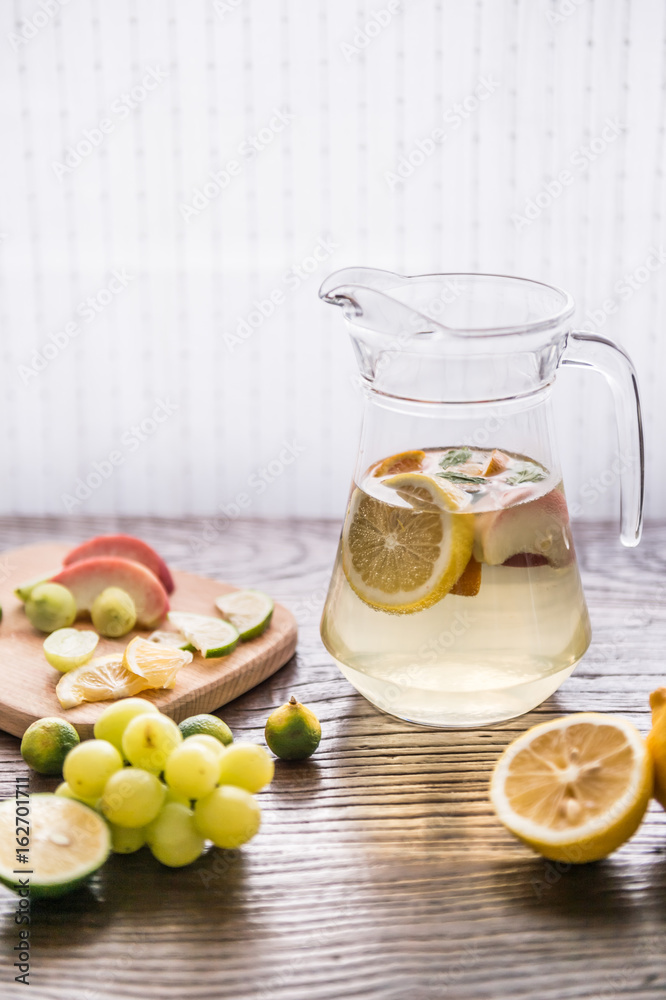 On the desktop, fruits and drinks On the desktop, fruits and drinks