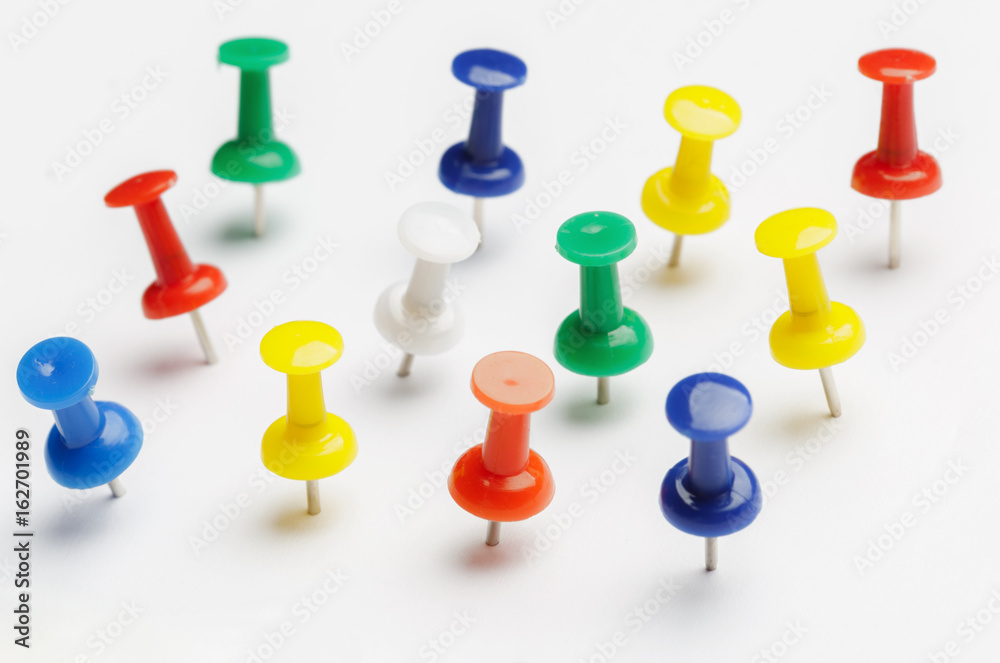 Push pins isolated on white background. Push pins isolated on white background.