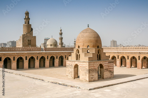 Mosque Ibn Tulun in Cairo with spiral minaret, Egypt photo