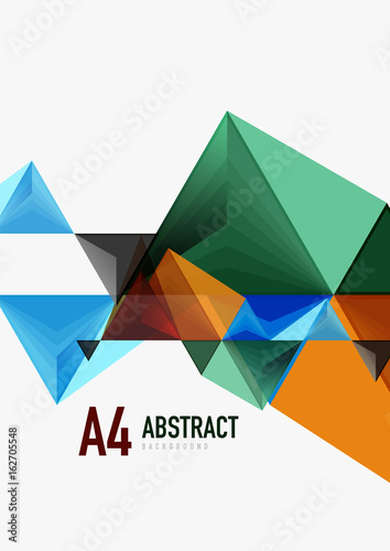 Triangular low poly vector a4 size geometric abstract template