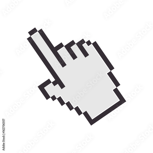 hand cursor icon over white background colorful design vector illustration