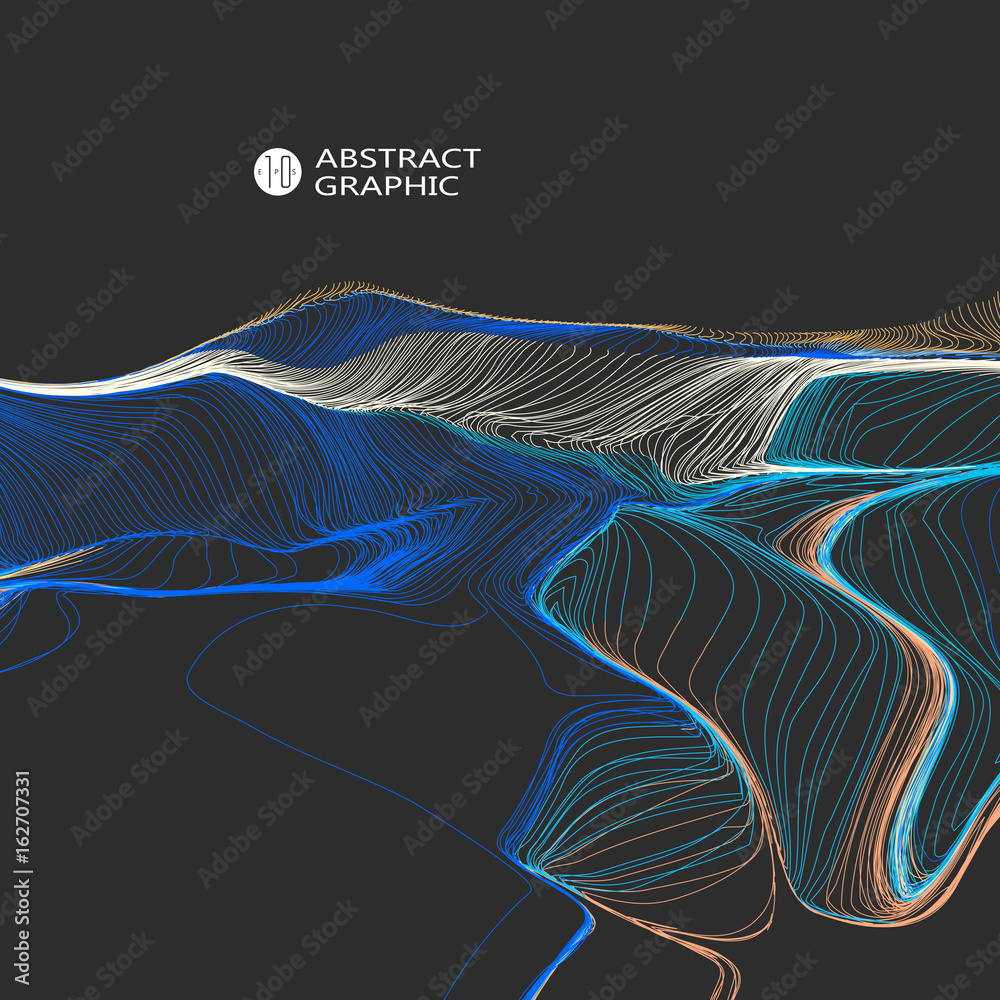 Wavy abstract graphic design, vector background. - obrazy, fototapety, plakaty 