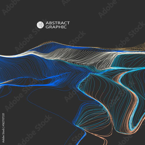 Fototapet Wavy abstract graphic design, vector background.