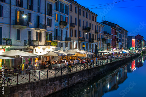 Naviglio night life with restaurant and bars in Milan photo