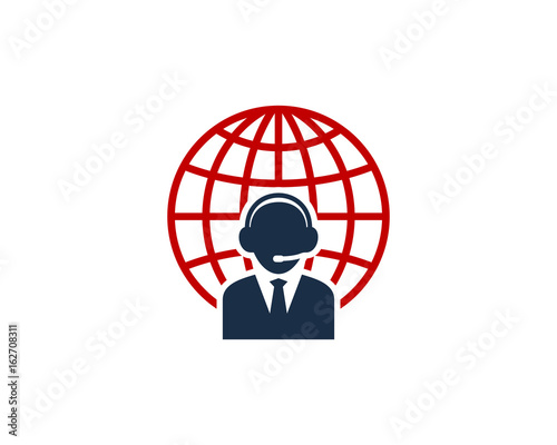 International Call Center Icon Logo Design Element