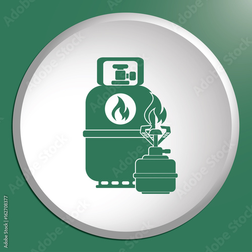 Camping stove with gas bottle icon