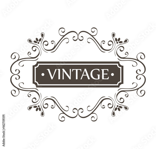 Vintage sign with beautiful ornamental frame over white background vector illustration