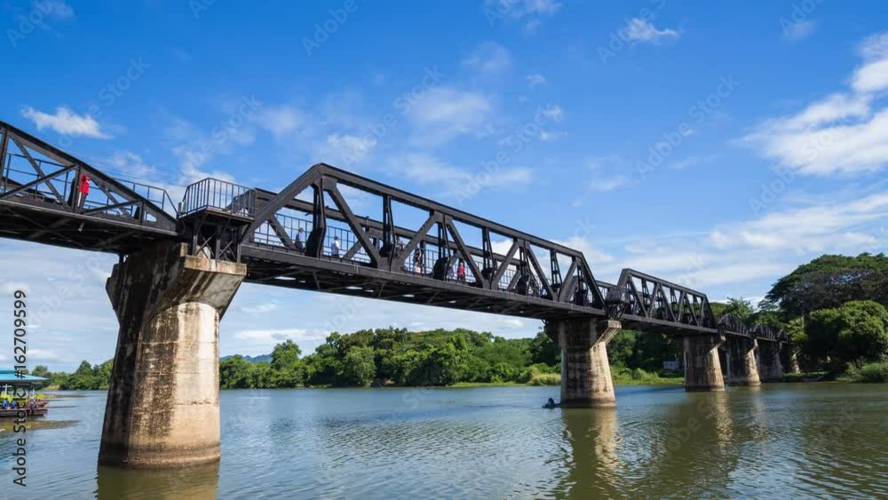 Time-lapse of Tourists on the Bridge River Kwai in Kanchanaburi, Thailand Time-lapse of Tourists on the Bridge River Kwai in Kanchanaburi, Thailand