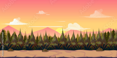 Background for your game, created in modern pinky colours. Sunset and twilight time.