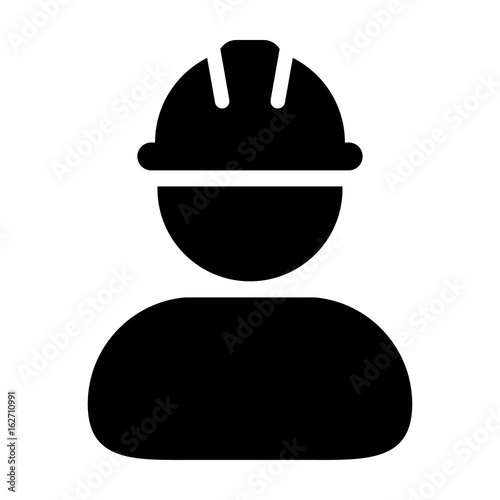 Construction Worker Icon Vector Person Profile Avatar in Glyph Pictogram illustration