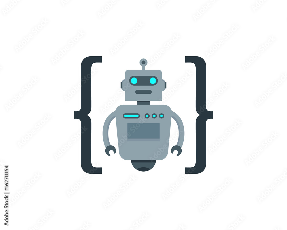Fototapeta premium Robot Code Icon Logo Design Element