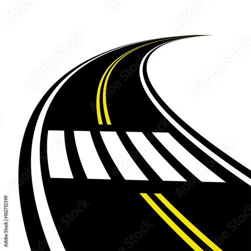 3D crosswalk on the road perspective vector