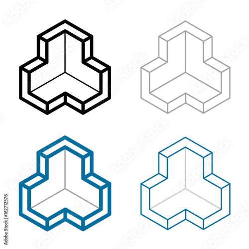 3D isometric empty room corner symbol vector