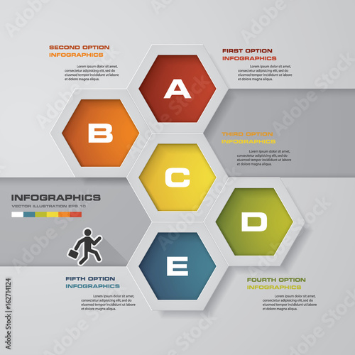 Abstract 5 steps infographics elements.Vector illustration.