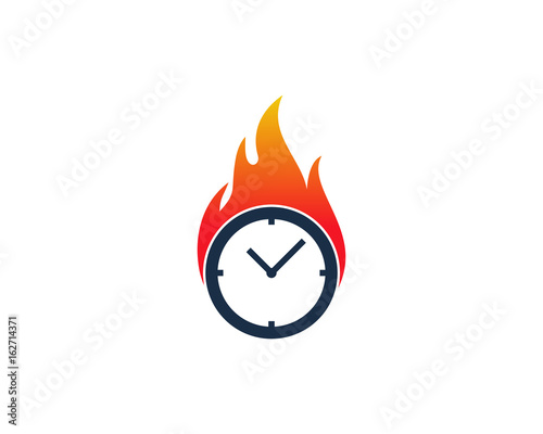 Fire Time Icon Logo Design Element