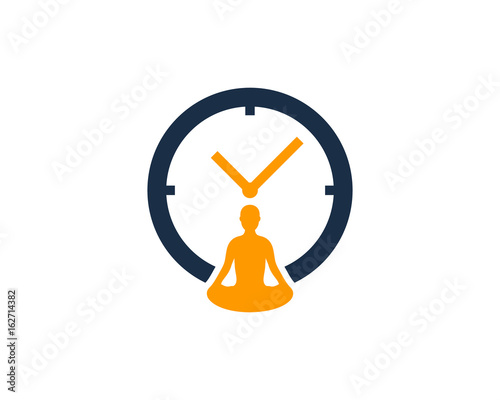 Yoga Time Icon Logo Design Element