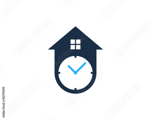 House Time Icon Logo Design Element